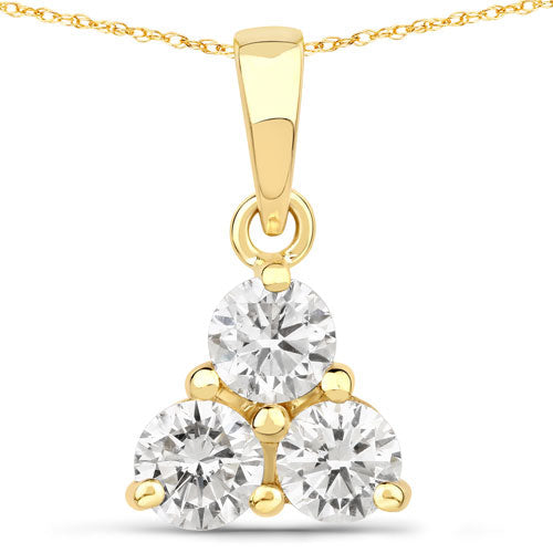 0.75 Carat Genuine Lab Grown Diamond 14K Yellow Gold Pendant