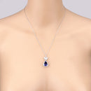 5.54 Carat Genuine Tanzanite and White Diamond 18K White Gold Pendant-15