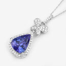 5.54 Carat Genuine Tanzanite and White Diamond 18K White Gold Pendant-16
