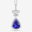 5.54 Carat Genuine Tanzanite and White Diamond 18K White Gold Pendant-17