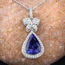 5.54 Carat Genuine Tanzanite and White Diamond 18K White Gold Pendant-8