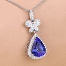 5.54 Carat Genuine Tanzanite and White Diamond 18K White Gold Pendant-10