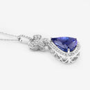 5.54 Carat Genuine Tanzanite and White Diamond 18K White Gold Pendant-12