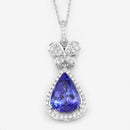 5.54 Carat Genuine Tanzanite and White Diamond 18K White Gold Pendant-13