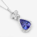 5.54 Carat Genuine Tanzanite and White Diamond 18K White Gold Pendant-14