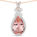 8.14 Carat Genuine Morganite and White Diamond 14K Rose Gold Pendant-5