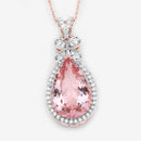 8.14 Carat Genuine Morganite and White Diamond 14K Rose Gold Pendant-15