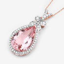 8.14 Carat Genuine Morganite and White Diamond 14K Rose Gold Pendant-16