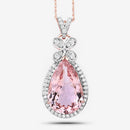 8.14 Carat Genuine Morganite and White Diamond 14K Rose Gold Pendant-17