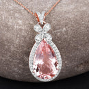 8.14 Carat Genuine Morganite and White Diamond 14K Rose Gold Pendant-8