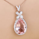 8.14 Carat Genuine Morganite and White Diamond 14K Rose Gold Pendant-9