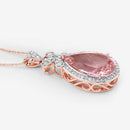8.14 Carat Genuine Morganite and White Diamond 14K Rose Gold Pendant-11