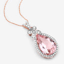 8.14 Carat Genuine Morganite and White Diamond 14K Rose Gold Pendant-13