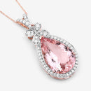 8.14 Carat Genuine Morganite and White Diamond 14K Rose Gold Pendant-14
