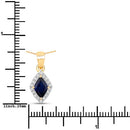 0.92 Carat Genuine Blue Sapphire and White Diamond 14K Yellow Gold Pendant-7