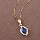 0.92 Carat Genuine Blue Sapphire and White Diamond 14K Yellow Gold Pendant-8