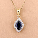 0.92 Carat Genuine Blue Sapphire and White Diamond 14K Yellow Gold Pendant-9