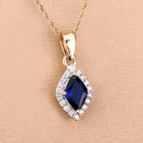 0.92 Carat Genuine Blue Sapphire and White Diamond 14K Yellow Gold Pendant-10