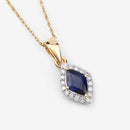 0.92 Carat Genuine Blue Sapphire and White Diamond 14K Yellow Gold Pendant-11