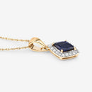 0.92 Carat Genuine Blue Sapphire and White Diamond 14K Yellow Gold Pendant-13