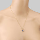 0.92 Carat Genuine Blue Sapphire and White Diamond 14K Yellow Gold Pendant-14