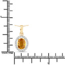 1.78 Carat Genuine Yellow Sapphire and White Diamond 14K Yellow Gold Pendant-7