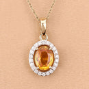 1.78 Carat Genuine Yellow Sapphire and White Diamond 14K Yellow Gold Pendant-8