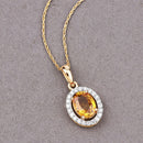 1.78 Carat Genuine Yellow Sapphire and White Diamond 14K Yellow Gold Pendant-9