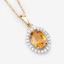 1.78 Carat Genuine Yellow Sapphire and White Diamond 14K Yellow Gold Pendant-10