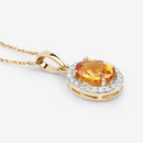 1.78 Carat Genuine Yellow Sapphire and White Diamond 14K Yellow Gold Pendant-11