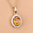1.78 Carat Genuine Yellow Sapphire and White Diamond 14K Yellow Gold Pendant-12