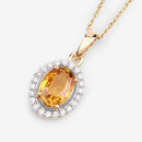 1.78 Carat Genuine Yellow Sapphire and White Diamond 14K Yellow Gold Pendant-13
