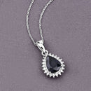2.09 Carat Genuine Blue Sapphire and White Diamond 14K White Gold Pendant-9