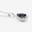 2.09 Carat Genuine Blue Sapphire and White Diamond 14K White Gold Pendant-11