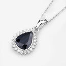 2.09 Carat Genuine Blue Sapphire and White Diamond 14K White Gold Pendant-13