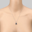 2.09 Carat Genuine Blue Sapphire and White Diamond 14K White Gold Pendant-14