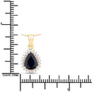 2.09 Carat Genuine Blue Sapphire and White Diamond 14K Yellow Gold Pendant-7