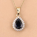 2.09 Carat Genuine Blue Sapphire and White Diamond 14K Yellow Gold Pendant-8