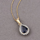 2.09 Carat Genuine Blue Sapphire and White Diamond 14K Yellow Gold Pendant-9