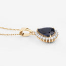 2.09 Carat Genuine Blue Sapphire and White Diamond 14K Yellow Gold Pendant-11