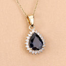 2.09 Carat Genuine Blue Sapphire and White Diamond 14K Yellow Gold Pendant-12