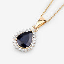 2.09 Carat Genuine Blue Sapphire and White Diamond 14K Yellow Gold Pendant-13