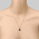 2.09 Carat Genuine Blue Sapphire and White Diamond 14K Yellow Gold Pendant-14