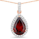 3.29 Carat Genuine Rhodolite and White Diamond 14K Rose Gold Pendant-5