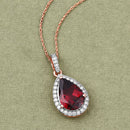 3.29 Carat Genuine Rhodolite and White Diamond 14K Rose Gold Pendant-8