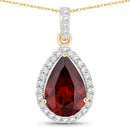 3.29 Carat Genuine Rhodolite and White Diamond 14K Yellow Gold Pendant-5
