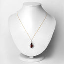 3.29 Carat Genuine Rhodolite and White Diamond 14K Yellow Gold Pendant-6