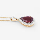 3.29 Carat Genuine Rhodolite and White Diamond 14K Yellow Gold Pendant-10