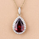 3.29 Carat Genuine Rhodolite and White Diamond 14K Yellow Gold Pendant-11