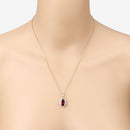 3.29 Carat Genuine Rhodolite and White Diamond 14K Yellow Gold Pendant-12